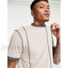  DESIGN oversized t-shirt in beige with contrast stitching  