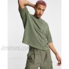  DESIGN oversized T-shirt in olive heavyweight textured jersey  