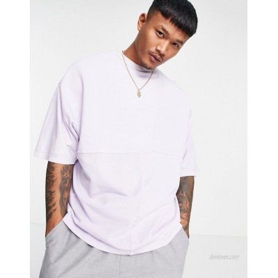  DESIGN oversized t-shirt with textured cut and sew panels in lilac  