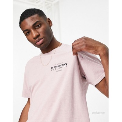 New Look oversized t-shirt with chest print in pink  