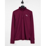 PUMA Running Favorite quarter zip sweatshirt in burgundy