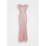 Maya Deluxe ALL OVER EMBELLISHED FLUTTER SLEEVE MAXI DRESS Occasion wear pink