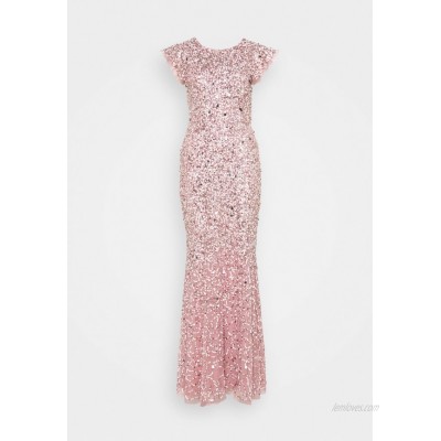 Maya Deluxe ALL OVER EMBELLISHED FLUTTER SLEEVE MAXI DRESS Occasion wear pink 