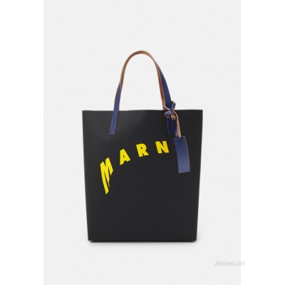 Marni SHOPPING BAG - Tote bag - black/yellow/bluette/black