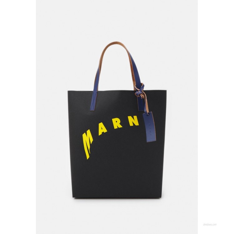 Marni SHOPPING BAG - Tote bag - black/yellow/bluette/black